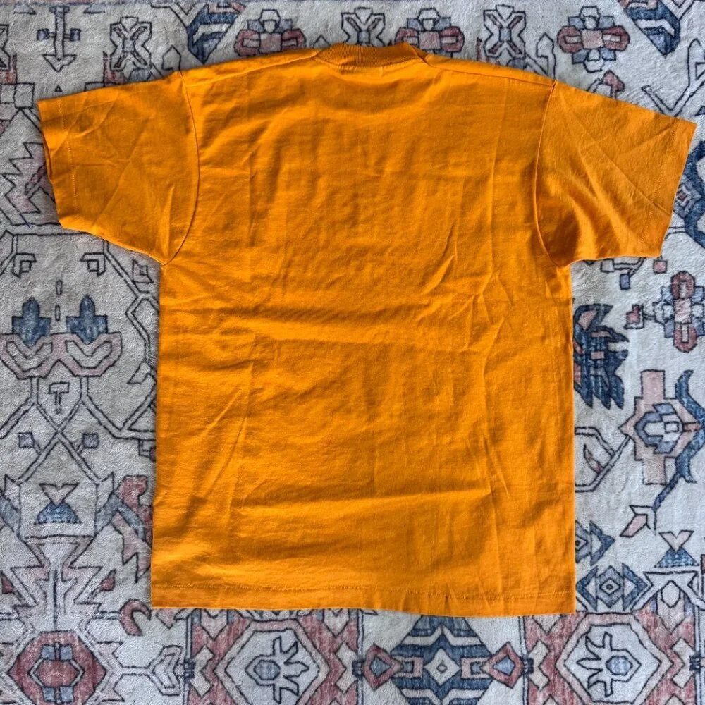 Vintage 90s Kente Style Justice Yellow Single Stitch T-Shirt - size Large - Picture 4 of 4